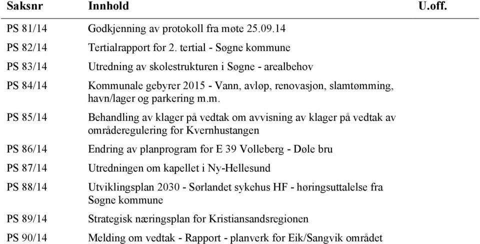 une Utredning av skolestrukturen i Søgne - arealbehov Komm