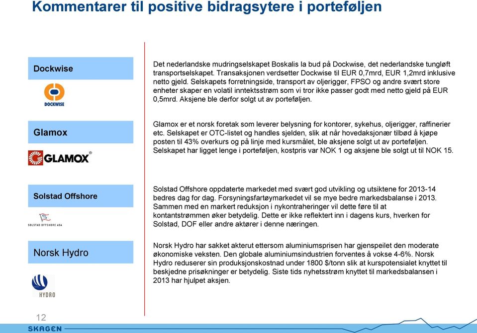 Selskapets forretningside, transport av oljerigger, FPSO og andre svært store enheter skaper en volatil inntektsstrøm som vi tror ikke passer godt med netto gjeld på EUR 0,5mrd.