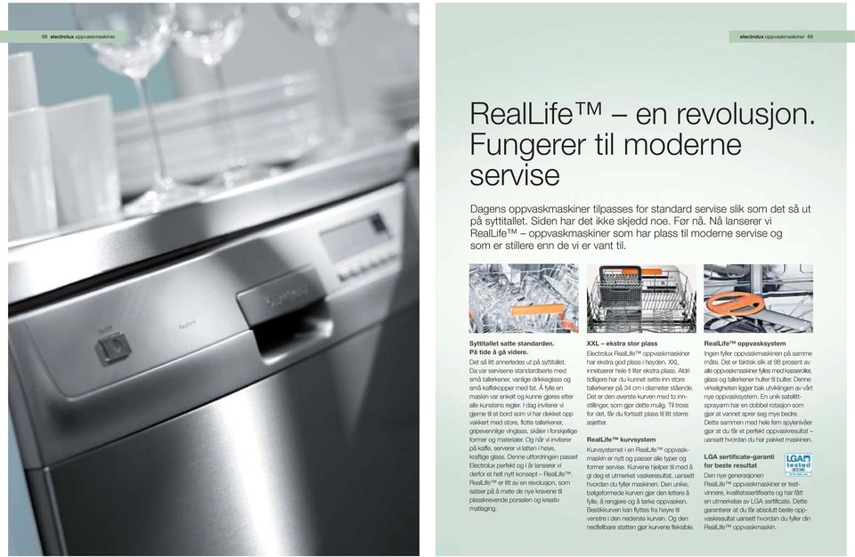 Nå lanserer vi RealLife oppvaskmaskiner som har plass til moderne servise og som er stillere enn de vi er vant til. Syttitallet satte standarden. På tide å gå videre.
