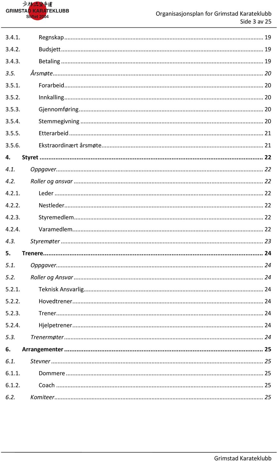 .. 22 4.2.3. Styremedlem... 22 4.2.4. Varamedlem... 22 4.3. Styremøter... 23 5. Trenere... 24 5.1. Oppgaver... 24 5.2. Roller og Ansvar... 24 5.2.1. Teknisk Ansvarlig... 24 5.2.2. Hovedtrener.