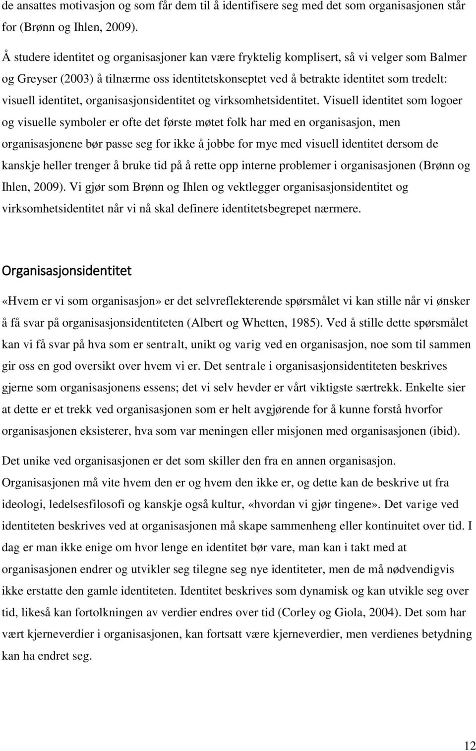 identitet, organisasjonsidentitet og virksomhetsidentitet.