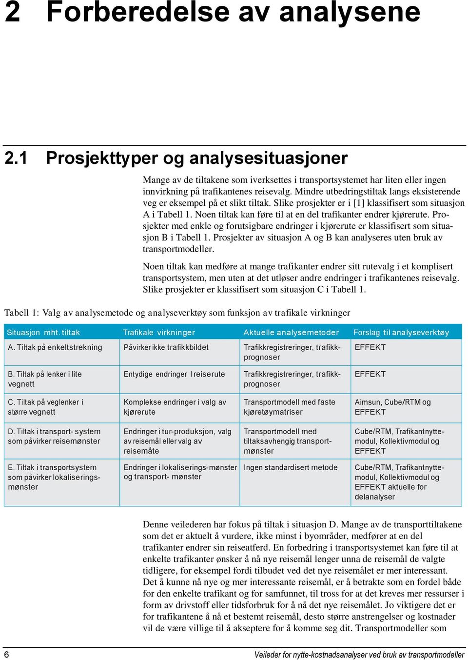 Noen tiltak kan føre til at en del trafikanter endrer kjørerute. Prosjekter med enkle og forutsigbare endringer i kjørerute er klassifisert som situasjon B i Tabell 1.