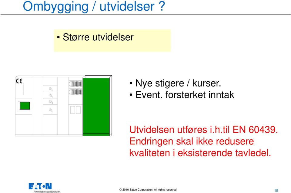 forsterket inntak Utvidelsen utføres i.h.