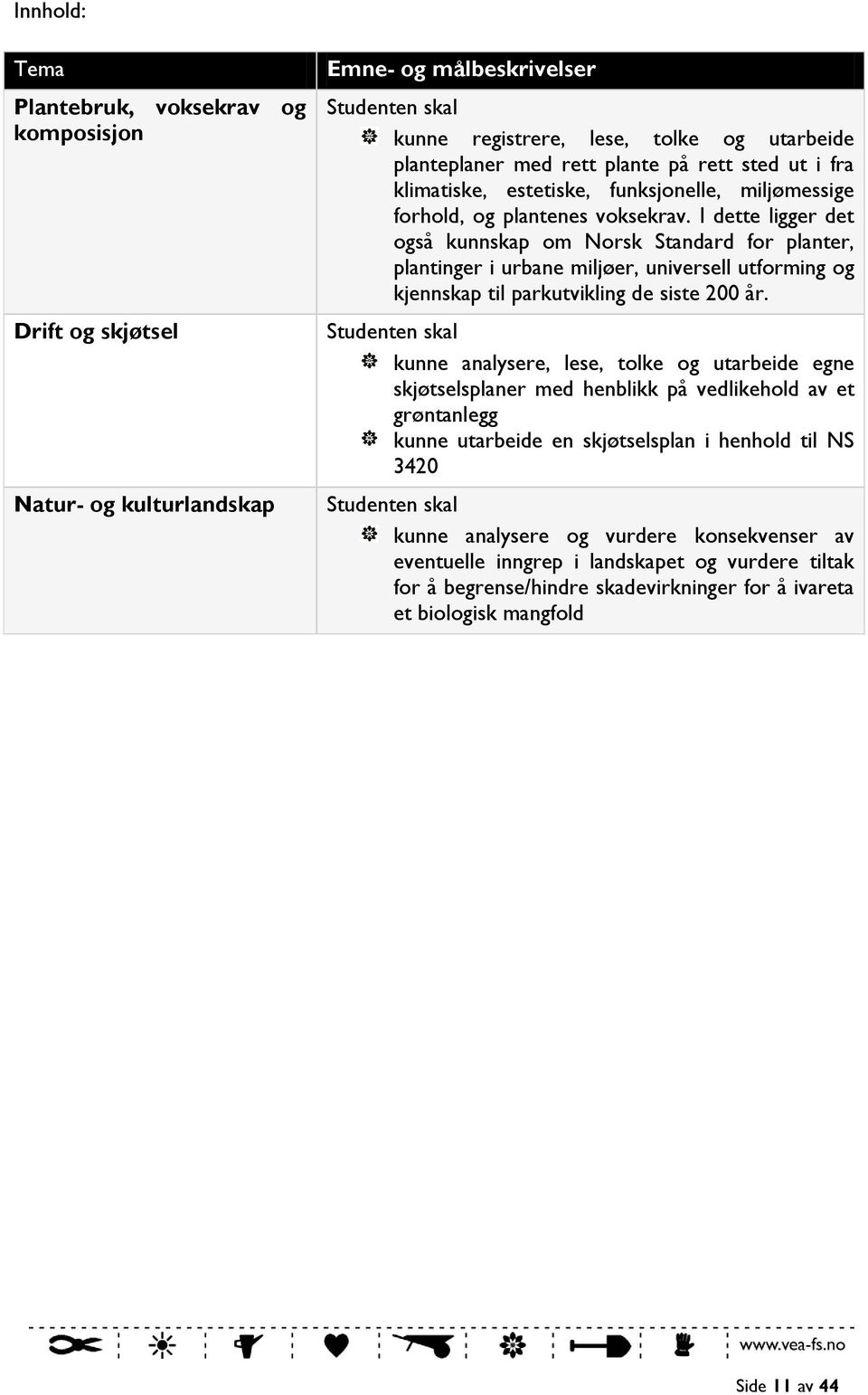 I dette ligger det også kunnskap om Norsk Standard for planter, plantinger i urbane miljøer, universell utforming og kjennskap til parkutvikling de siste 200 år.