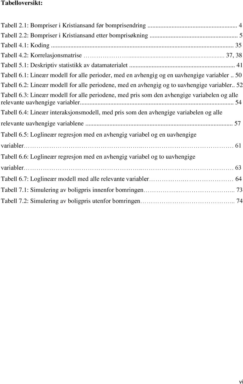 2: Lineær modell for alle periodene, med en avhengig og to uavhengige variabler.. 52 Tabell 6.