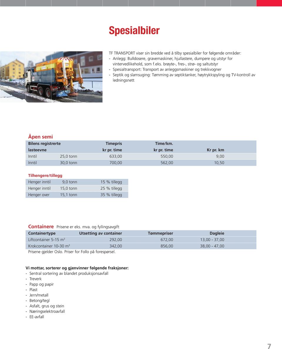 Åpen semi Bilens registrerte Timepris Time/km. lasteevne kr pr. time kr pr. time Kr pr.