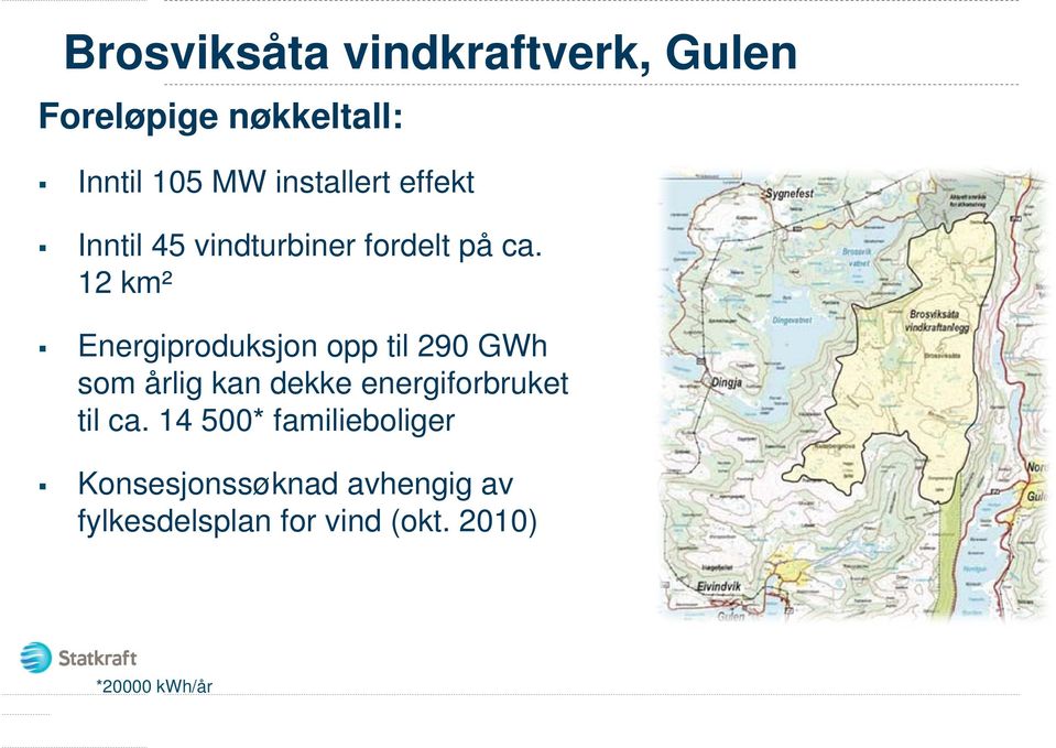 12 km² Energiproduksjon opp til 290 GWh som årlig kan dekke energiforbruket