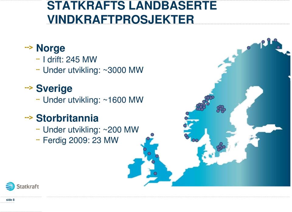Sverige Under utvikling: ~1600 MW Storbritannia