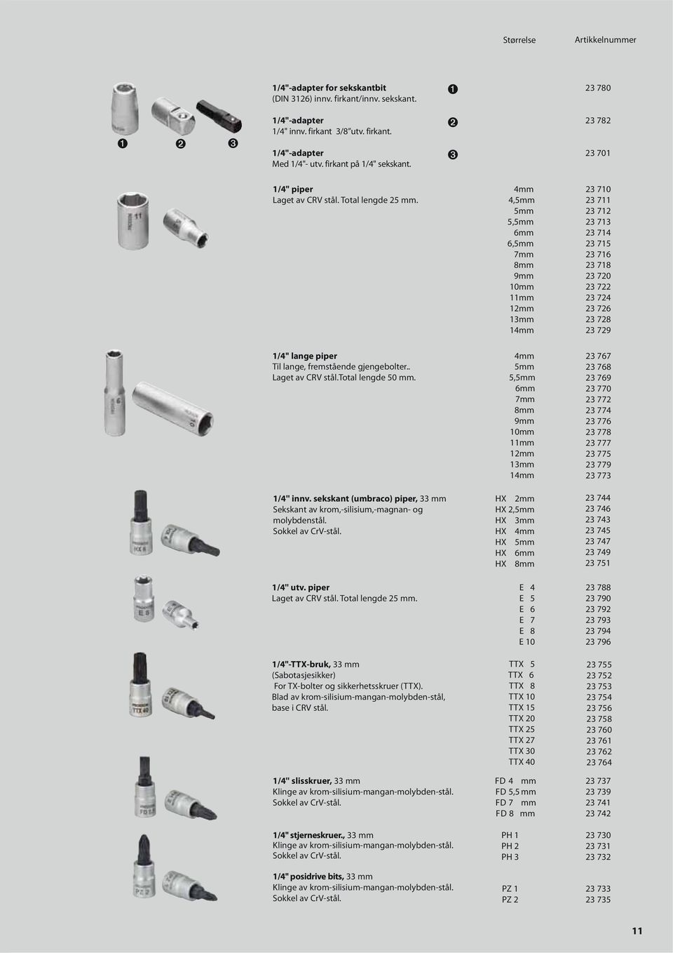 4mm 4,5mm 5mm 5,5mm 6mm 6,5mm 7mm 8mm 9mm 10mm 11mm 12mm 13mm 14mm 23 710 23 711 23 712 23 713 23 714 23 715 23 716 23 718 23 720 23 722 23 724 23 726 23 728 23 729 1/4'' lange piper Til lange,