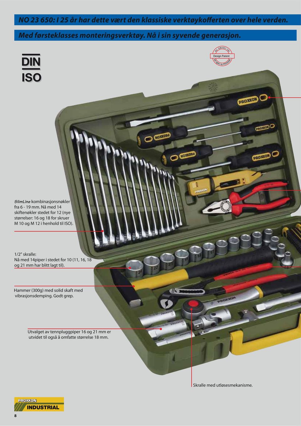 Nå med 14 skiftenøkler stedet for 12 (nye størrelser: 16 og 18 for skruer M 10 og M 12 i henhold til ISO).