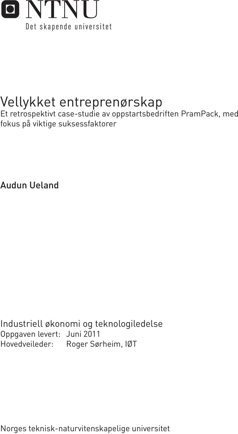 Audun Ueland Industriell økonomi og teknologiledelse Oppgaven levert: