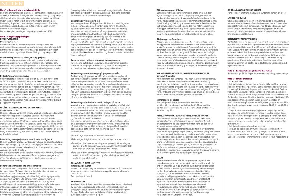 Alle beløp i resultatregnskap, balanse og noter er i hele tusen kroner dersom ikke annet er oppgitt. Det er ikke gjort endringer i regnskapsprinsipper i 2011.
