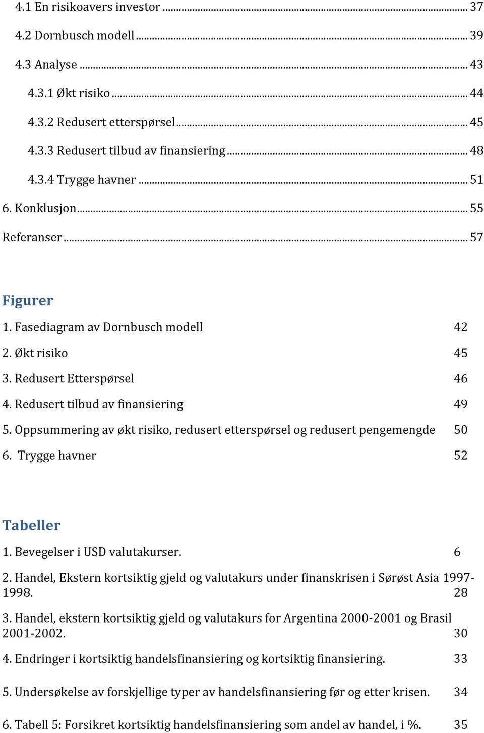 Oppsummering av økt risiko, redusert etterspørsel og redusert pengemengde 50 6. Trygge havner 52 Tabeller 1. Bevegelser i USD valutakurser. 6 2.