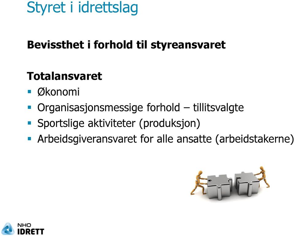 Organisasjonsmessige forhold tillitsvalgte Sportslige