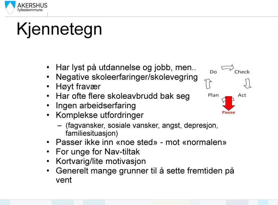 arbeidserfaring Komplekse utfordringer (fagvansker, sosiale vansker, angst, depresjon,