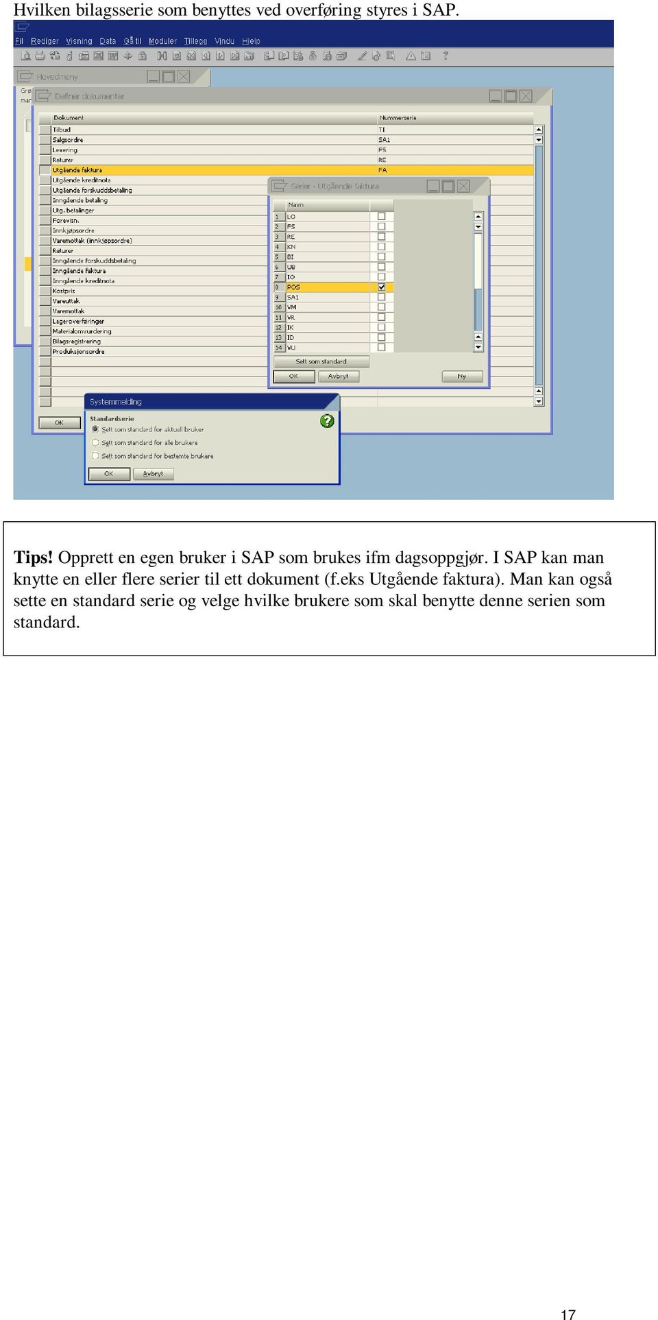 I SAP kan man knytte en eller flere serier til ett dokument (f.