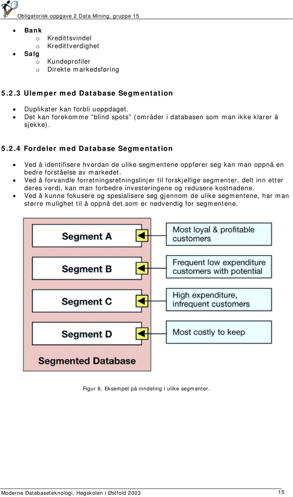 4 Fordeler med Database Segmentation Ved å identifisere hvordan de ulike segmentene oppfører seg kan man oppnå en bedre forståelse av markedet.