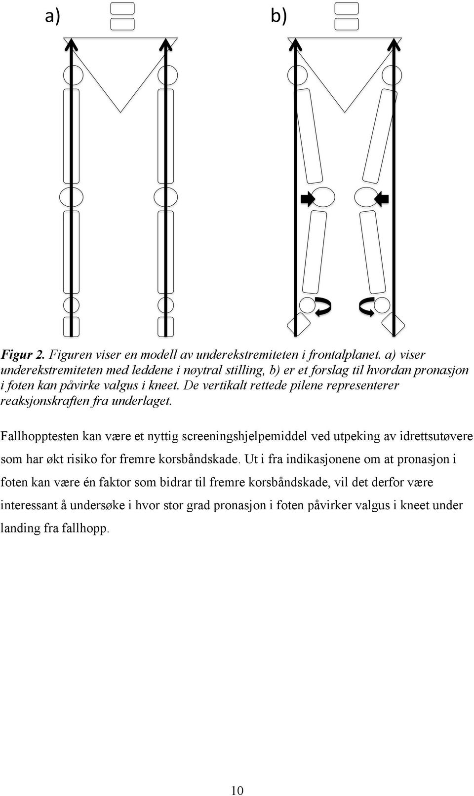 De vertikalt rettede pilene representerer reaksjonskraften fra underlaget.