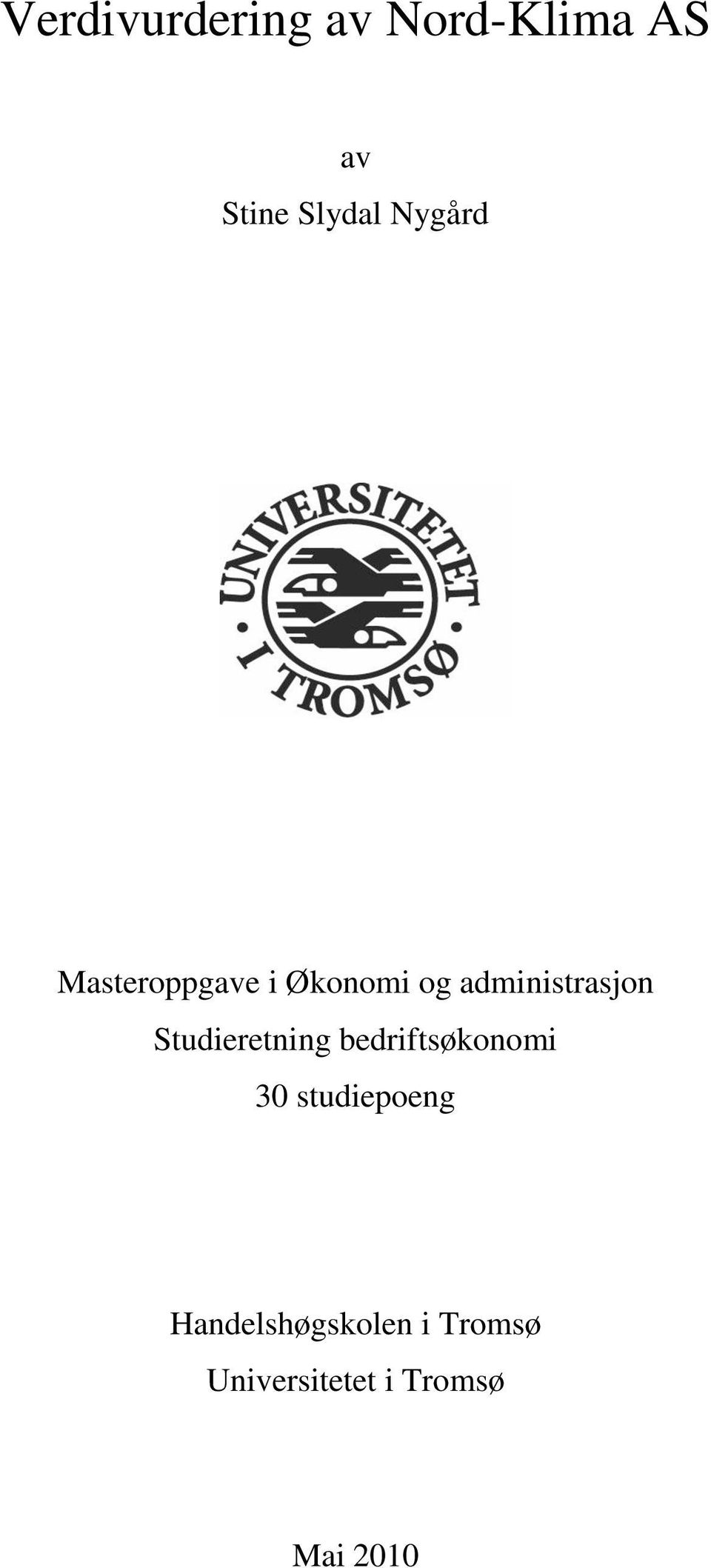 Studieretning bedriftsøkonomi 30 studiepoeng