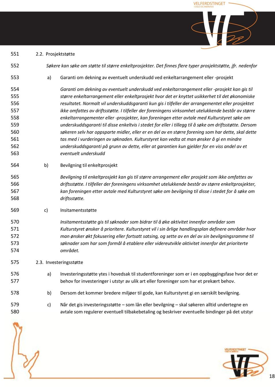 nedenfor a) Garanti om dekning av eventuelt underskudd ved enkeltarrangement eller -prosjekt Garanti om dekning av eventuelt underskudd ved enkeltarrangement eller -prosjekt kan gis til større