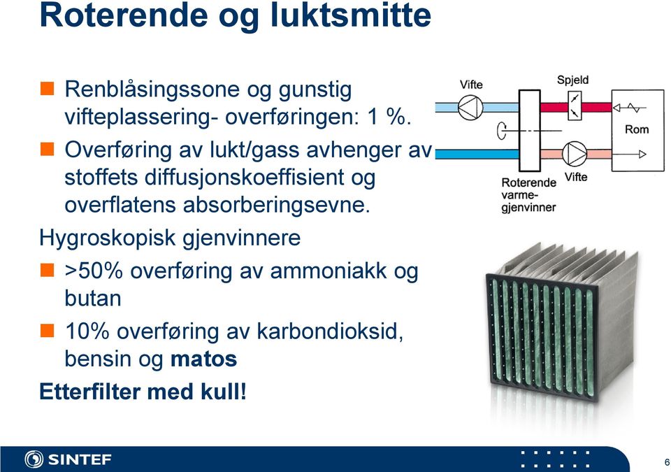 Overføring av lukt/gass avhenger av stoffets diffusjonskoeffisient og