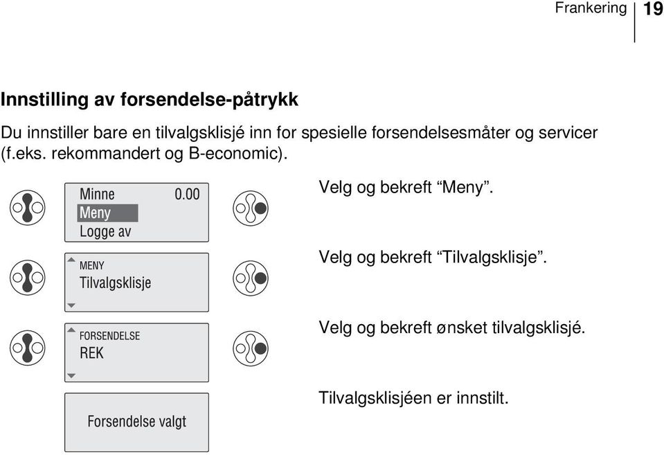 rekommandert og B-economic). Velg og bekreft Meny.