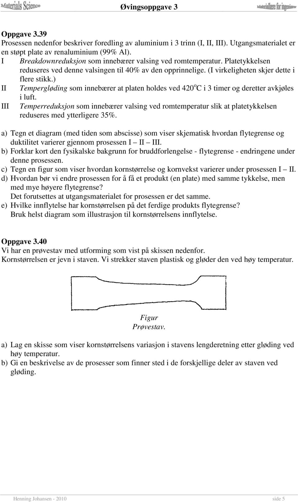 ) II Tempergløding som innebærer at platen holdes ved 420 o C i 3 timer og deretter avkjøles i luft.