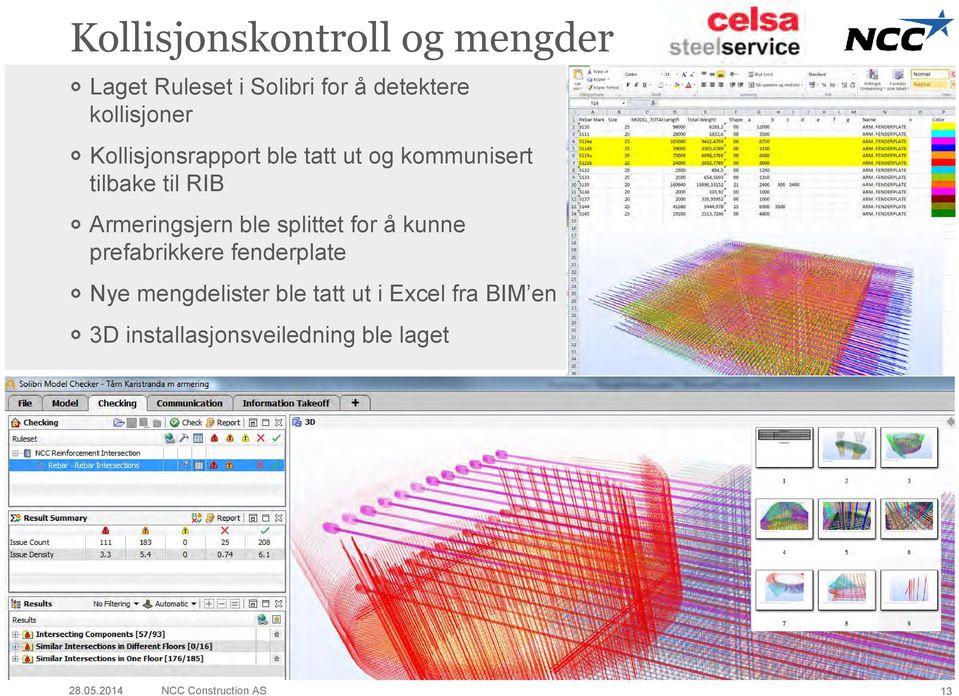 splittet for å kunne prefabrikkere fenderplate Nye mengdelister ble tatt ut i