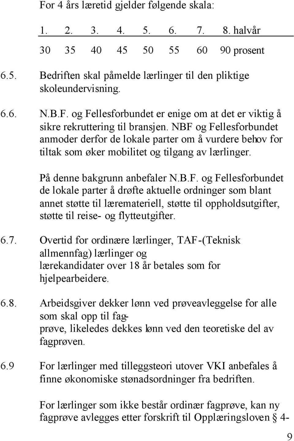 6.7. Overtid for ordinære lærlinger, TAF-(Teknisk allmennfag) lærlinger og lærekandidater over 18 