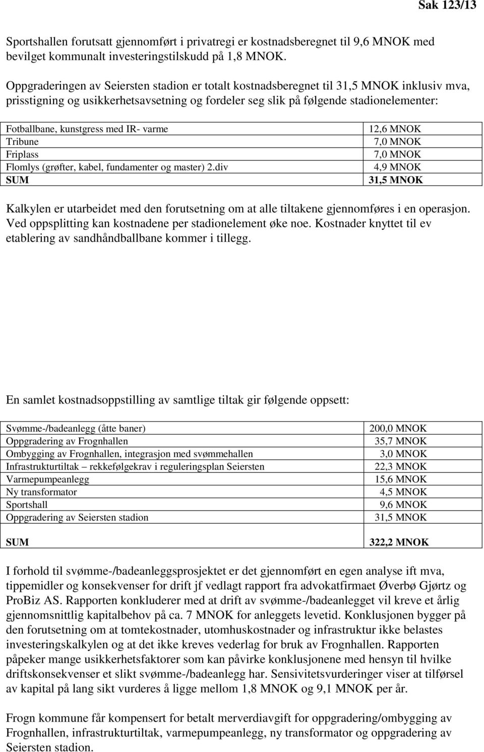 kunstgress med IR- varme Tribune Friplass Flomlys (grøfter, kabel, fundamenter og master) 2.