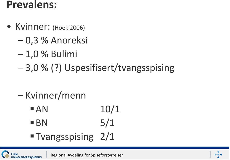 ) Uspesifisert/tvangsspising