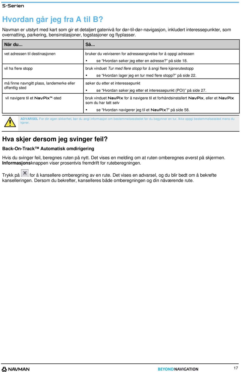 .. vet adressen til destinasjonen vil ha flere stopp må finne navngitt plass, landemerke eller offentlig sted vil navigere til et NavPix -sted Så.