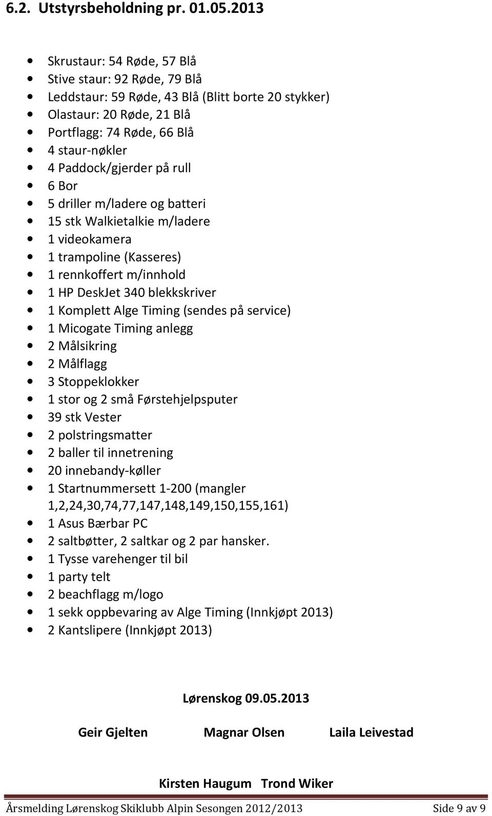 på rull 6 Bor 5 driller m/ladere og batteri 15 stk Walkietalkie m/ladere 1 videokamera 1 trampoline (Kasseres) 1 rennkoffert m/innhold 1 HP DeskJet 340 blekkskriver 1 Komplett Alge Timing (sendes på