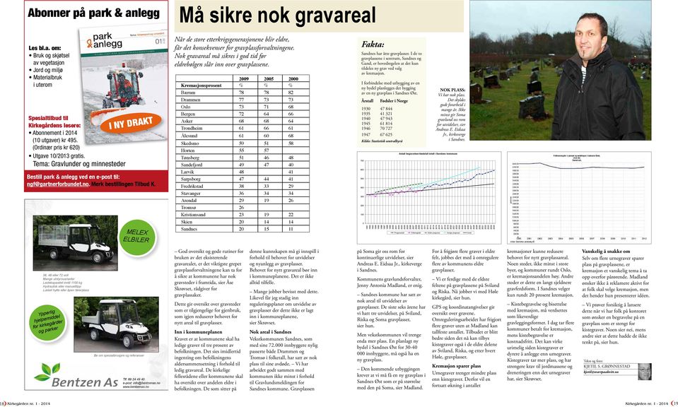 egenann_tilkirkegården.indd 1 22.01.14 10:29 MELEX ELBILER Når de store etterkrigsgenerasjonene blir eldre, får det konsekvenser for gravplassforvaltningene.