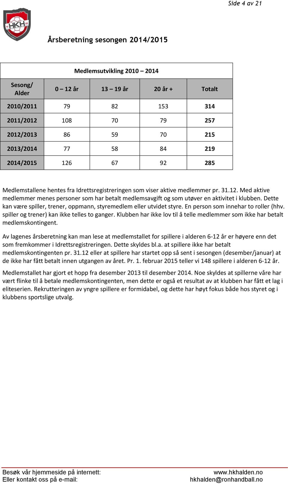 Dette kan være spiller, trener, oppmann, styremedlem eller utvidet styre. En person som innehar to roller (hhv. spiller og trener) kan ikke telles to ganger.