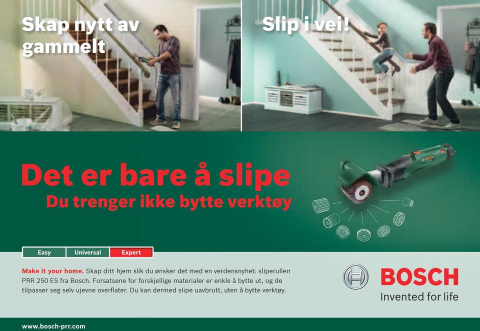 Skap ditt hjem slik du ønsker det med en verdensnyhet: sliperullen PRR 250 ES fra Bosch.