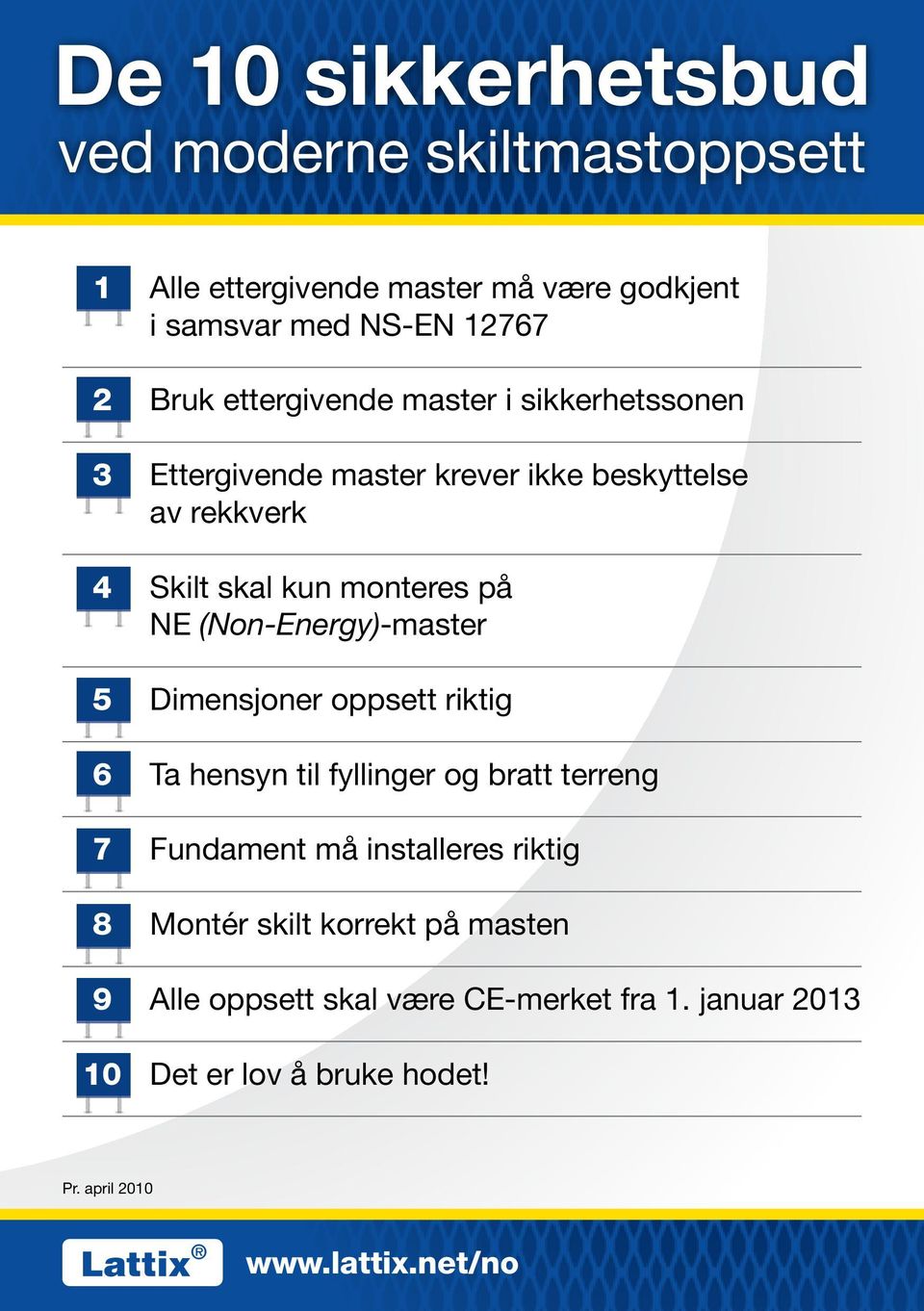 (Non-Energy)-master 5 Dimensjoner oppsett riktig 6 Ta hensyn til fyllinger og bratt terreng 7 Fundament må installeres riktig 8