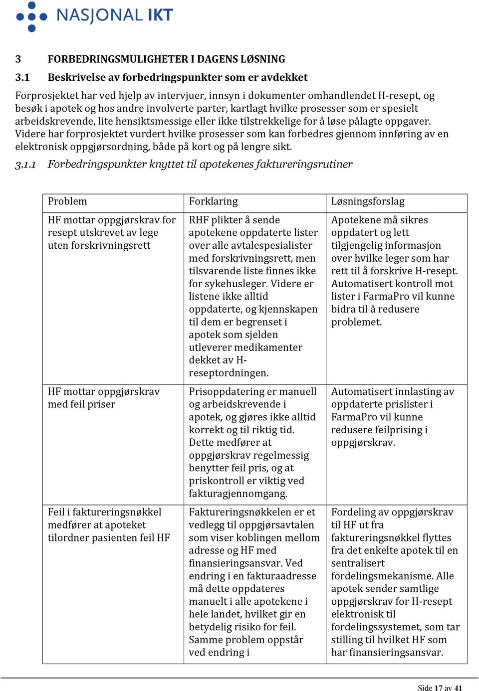 hvilke prosesser som er spesielt arbeidskrevende, lite hensiktsmessige eller ikke tilstrekkelige for å løse pålagte oppgaver.