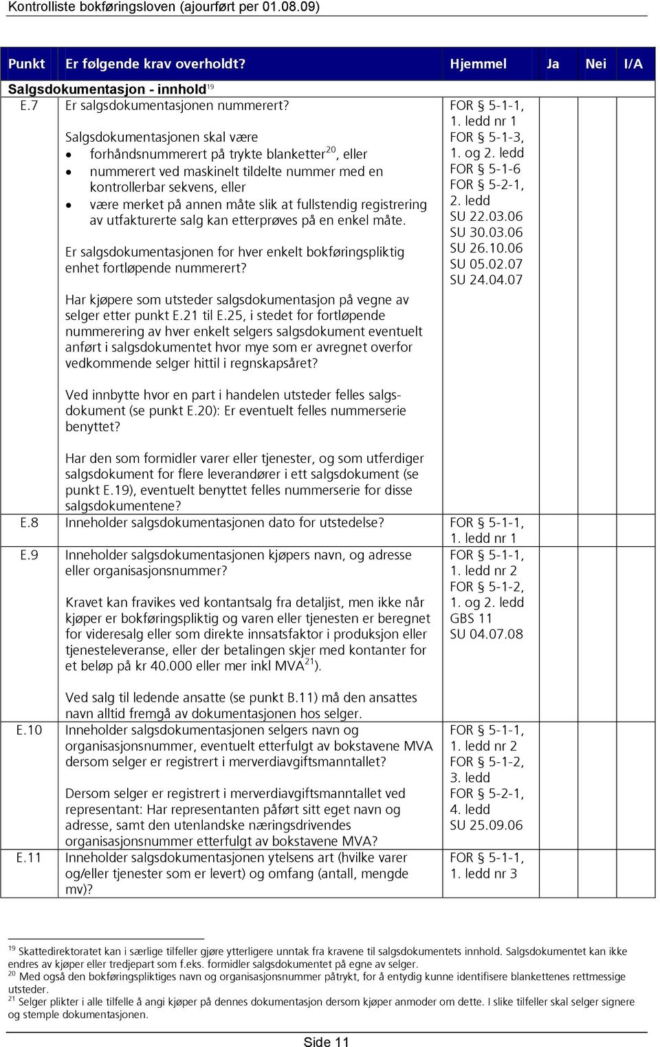 fullstendig registrering av utfakturerte salg kan etterprøves på en enkel måte. Er salgsdokumentasjonen for hver enkelt bokføringspliktig enhet fortløpende nummerert?