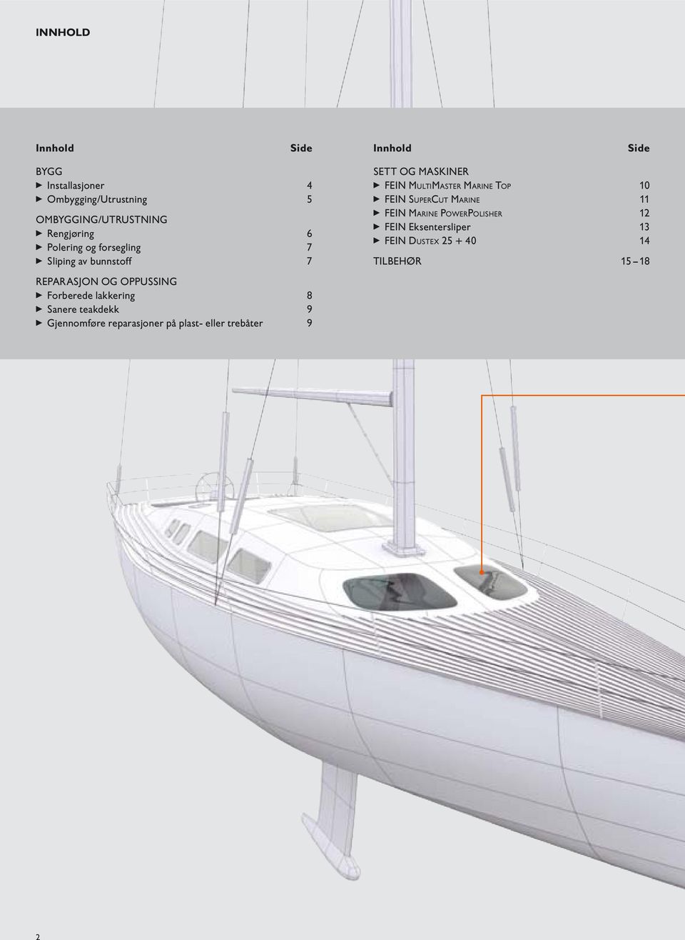 FEIN SUPERCUT MARINE 11 FEIN MARINE POWERPOLISHER 12 FEIN Eksentersliper 13 FEIN DUSTEX 25 + 40 14 TILBEHØR