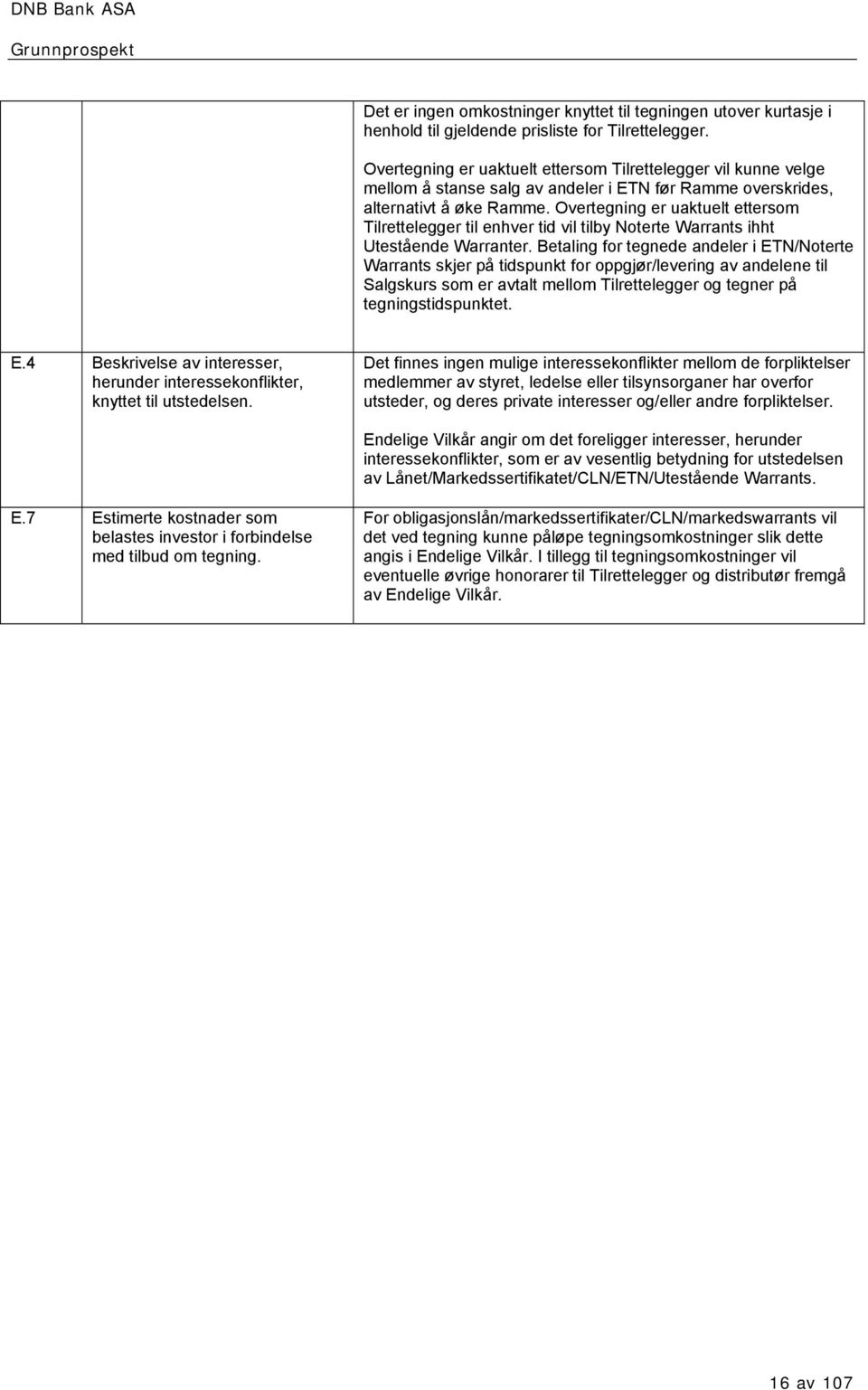 Overtegning er uaktuelt ettersom Tilrettelegger til enhver tid vil tilby Noterte Warrants ihht Utestående Warranter.