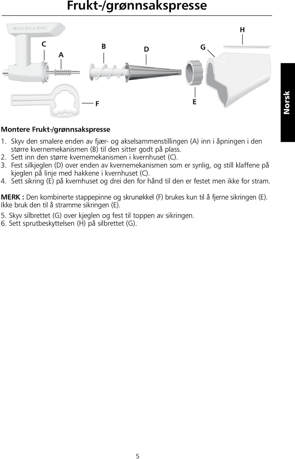 Sett inn den større kvernemekanismen i kvernhuset (C). 3.