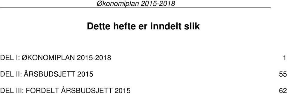 2015-2018 1 DEL II: ÅRSBUDSJETT 2015