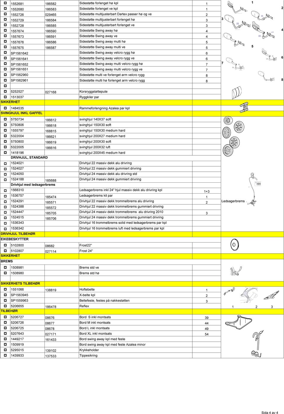 Sidestøtte Swing away multi hø 5 p 1557675 186587 Sidestøtte Swing away multi ve 5 5 p SP1561642 Sidestøtte Swing away velcro rygg hø 6 p SP1561641 Sidestøtte Swing away velcro rygg ve 6 p SP1561652