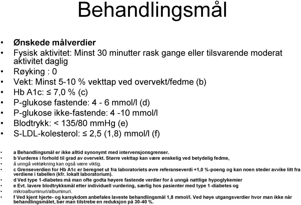 intervensjonsgrenser. b Vurderes i forhold til grad av overvekt. Større vekttap kan være ønskelig ved betydelig fedme, å unngå vektøkning kan også være viktig.