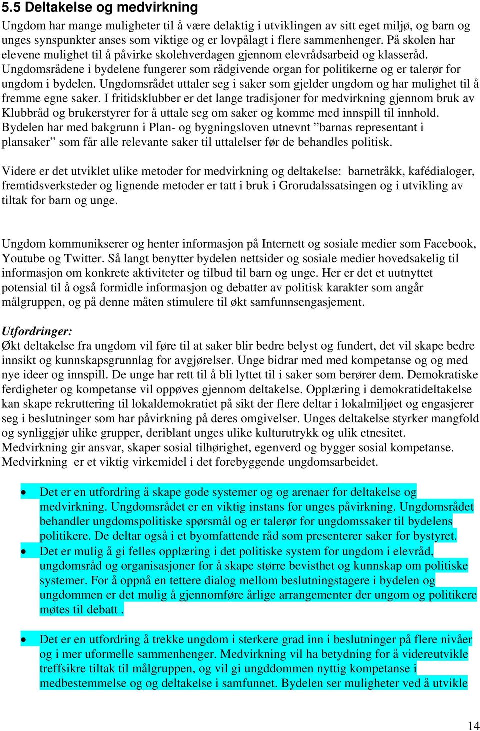 Ungdomsrådene i bydelene fungerer som rådgivende organ for politikerne og er talerør for ungdom i bydelen. Ungdomsrådet uttaler seg i saker som gjelder ungdom og har mulighet til å fremme egne saker.