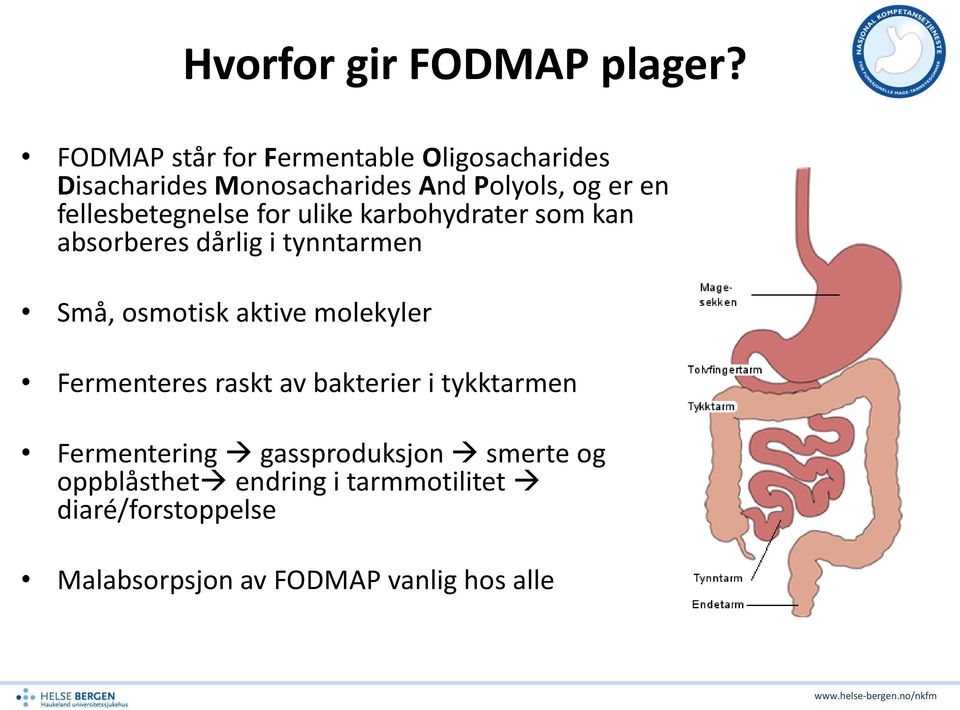 fellesbetegnelse for ulike karbohydrater som kan absorberes dårlig i tynntarmen Små, osmotisk aktive