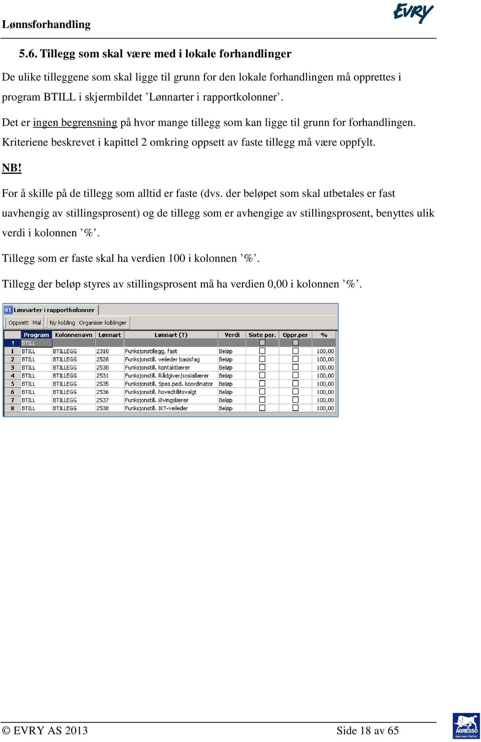 Kriteriene beskrevet i kapittel 2 omkring oppsett av faste tillegg må være oppfylt. NB! For å skille på de tillegg som alltid er faste (dvs.