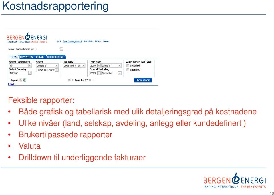 nivåer (land, selskap, avdeling, anlegg eller kundedefinert )