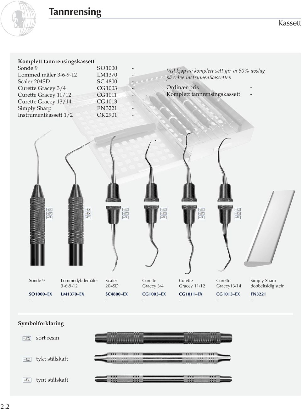 Instrumentkassett 1/2 OK2901 - Ved kjøp av komplett sett gir vi 50% avslag på selve instrumentkassetten Ordinær pris - Komplett tannrensingskassett - EZ EX EL EZ EX EL EZ EX